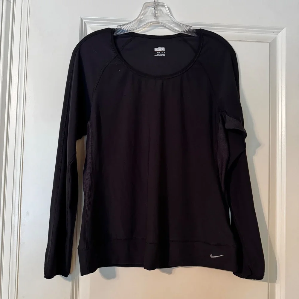Nike Dri-FIT Women's Medium Black Long Sleeve Athletic Running Workout Top M